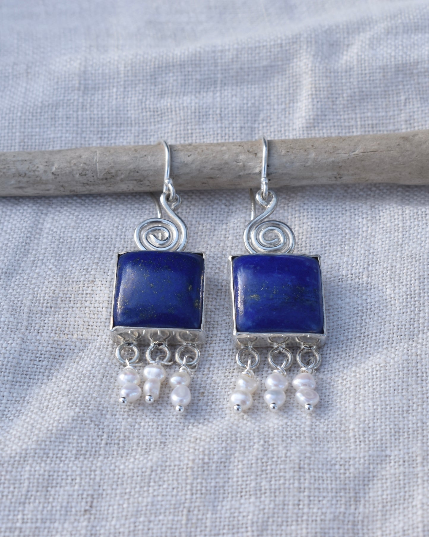 Lapis Lazuli Spiral Earrings