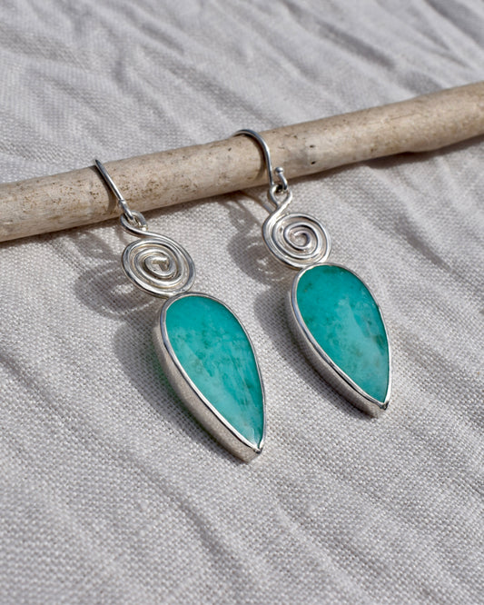 Chalcedony Spiral Earrings