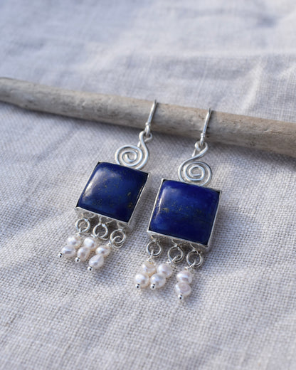 Lapis Lazuli Spiral Earrings