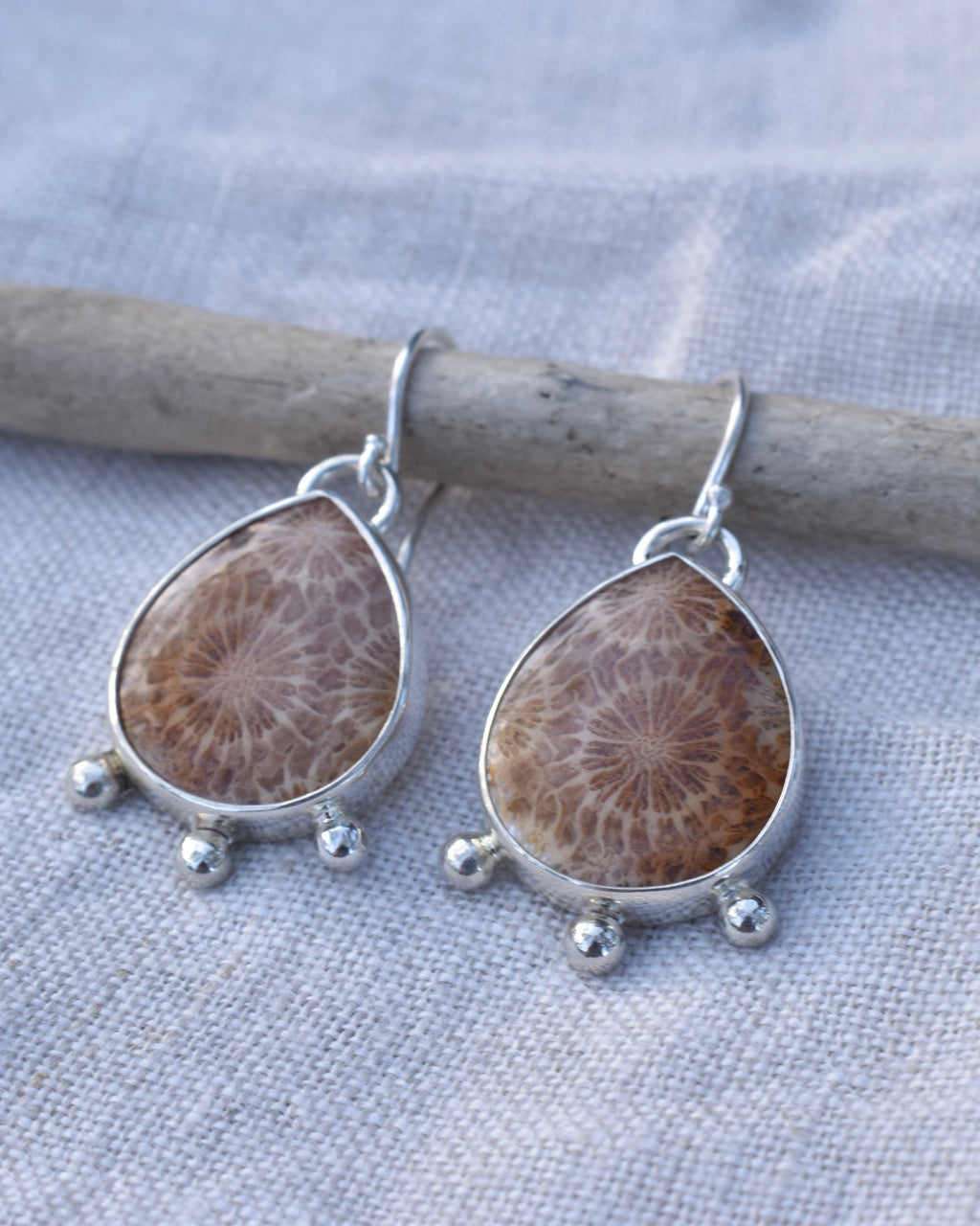Fossil Coral Earrings