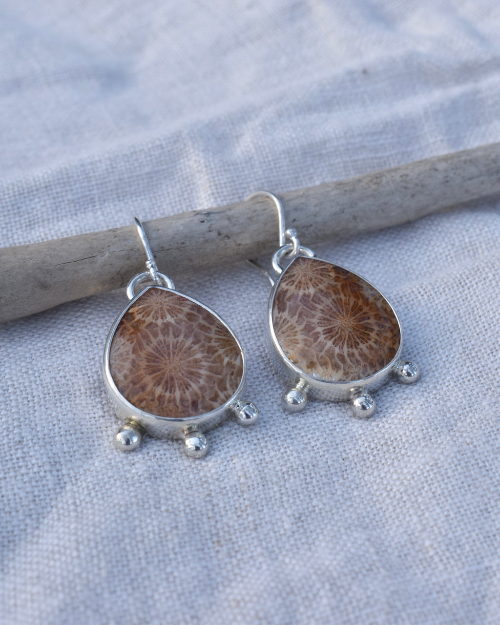 Fossil Coral Earrings