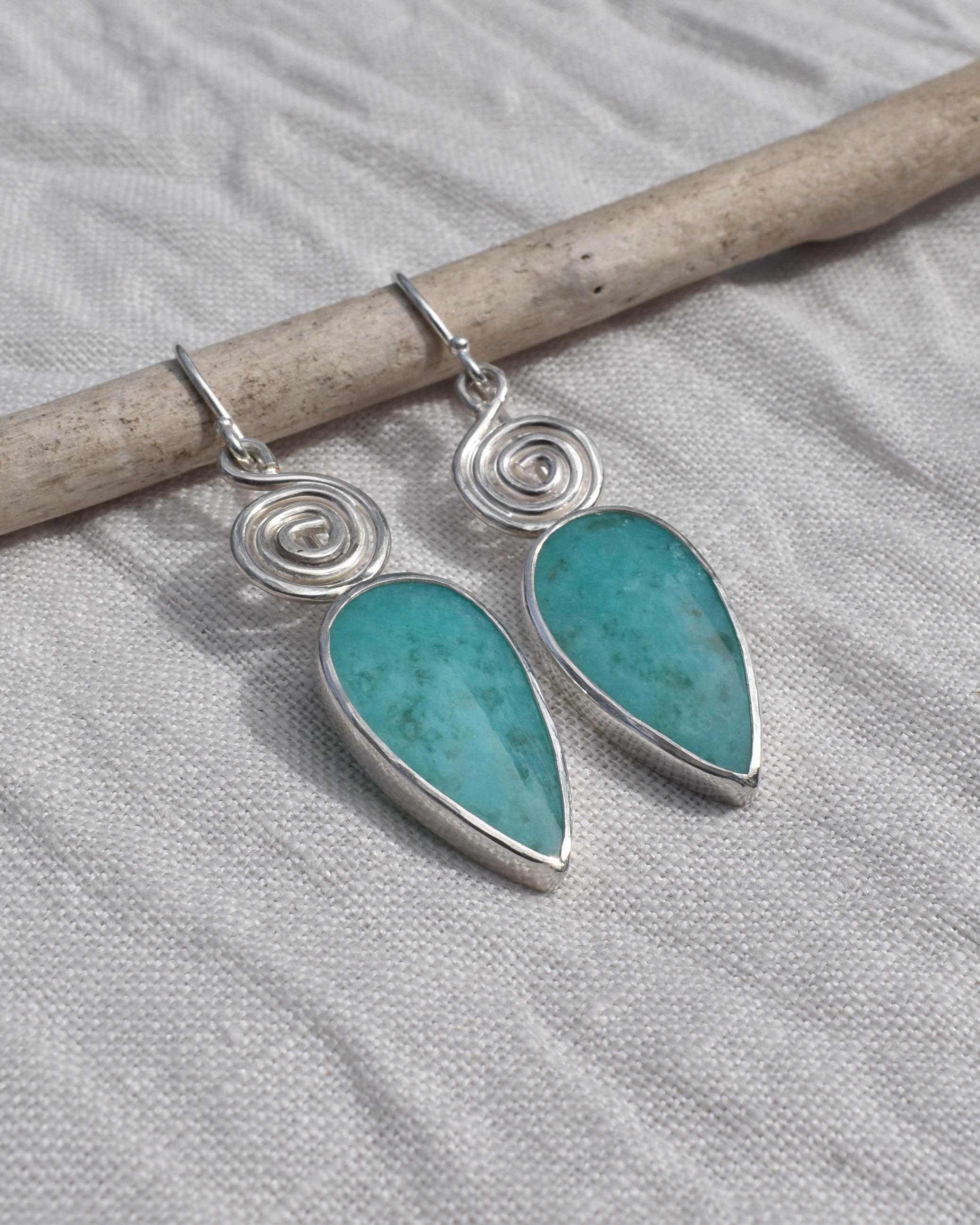 Chalcedony Spiral Earrings