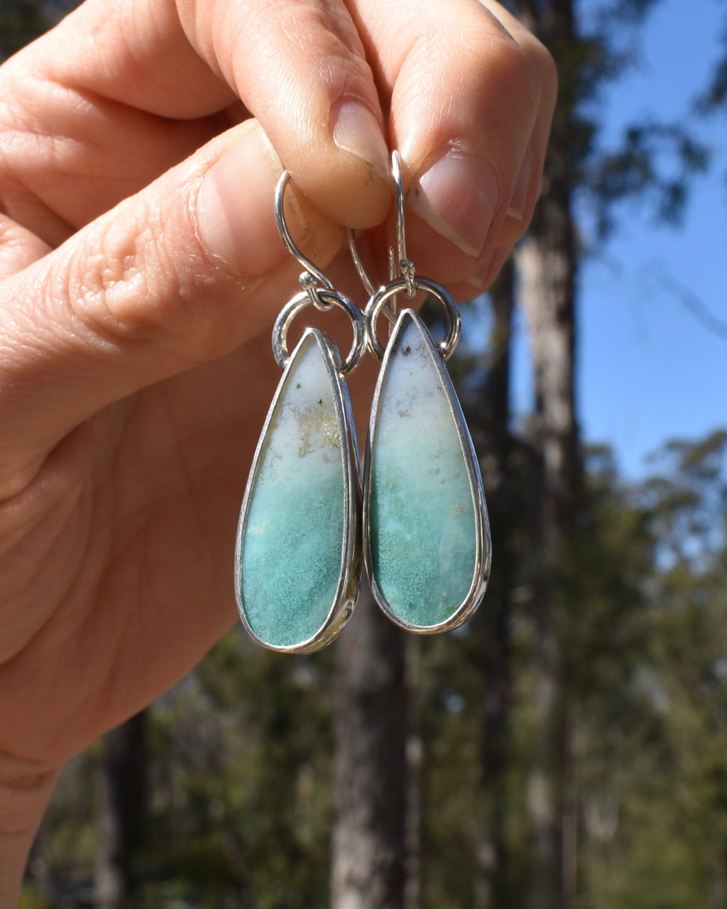 Indonesian Opalised Wood Earrings
