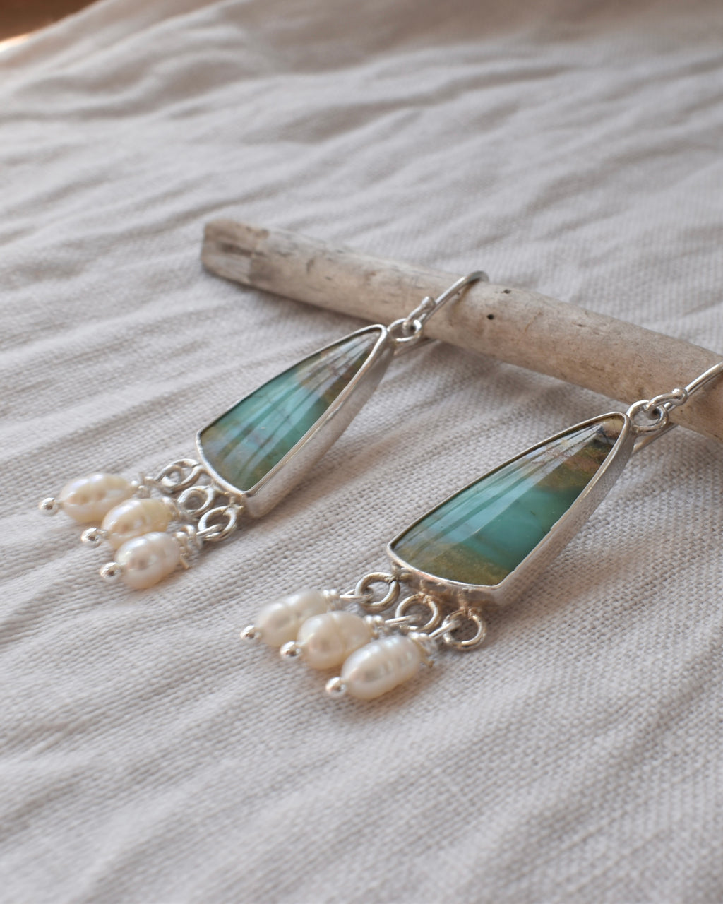 Opalised Wood Earrings