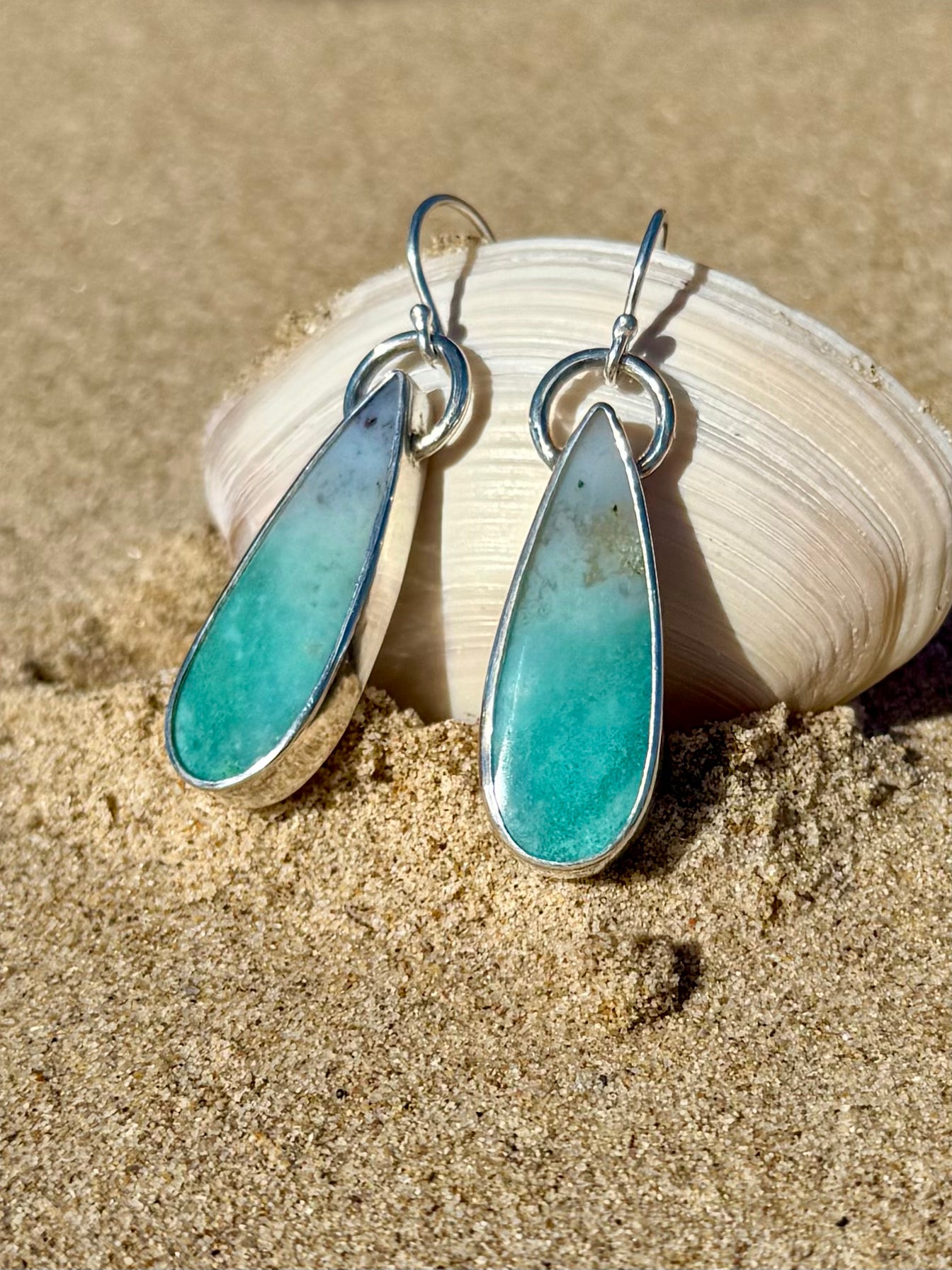 Indonesian Opalised Wood Earrings