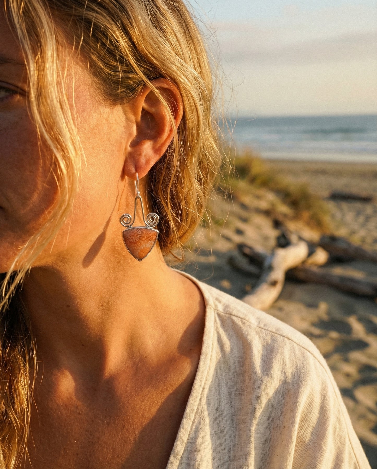 Fossil Coral Earrings