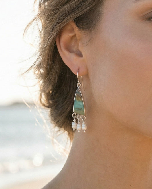 Opalised Wood Earrings